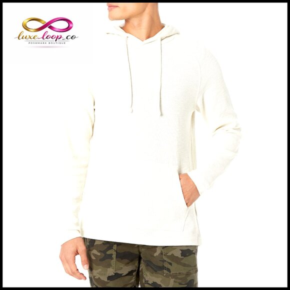 Men's Slub Cotton Thermal Pullover Hoodie Regular Fit Long Sleeve